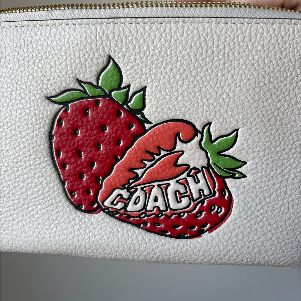 Coach large corner zip wristlet strawberry graphic, NWT - Picture 5 of 7